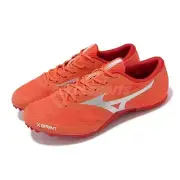 Mizuno X Sprint Orange Silver Men Running Track Shoes Spikes Cleats U1GA2324-11