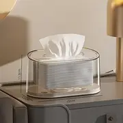Clear Acrylic Tissue Box, Box Covers, Bathroom Facial Napkin Box Holders, Table Clear Dryer Sheet Dispenser for Bathroom, Kitchen and Cars，Grey,8.6 * 4.7 * 4.6in