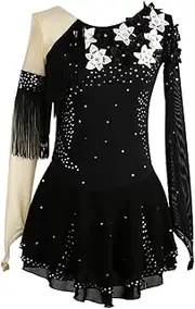 [Zagitova] Figure Skating Dress for Girls Long Sleeve Applique women Competition Dance Costume with Shiny Rhinestone