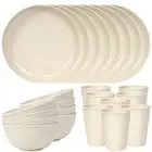 Wheat Straw Dinnerware Sets of 8, Kitchen Plates and Bowls Sets, Unbreakable ...