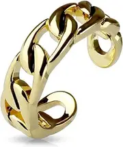[Bungsa] Zehring Chain Links Gold Silver Brass for Women (Zoe Ring Foot Jewellery Foot Ring Toe Ring Nail Ring Bendable Adjustable)