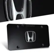 3D HONDA CIVIC ACCORD Front Black Stainless Steel License Plate Frame With Caps (for: Honda Civic)