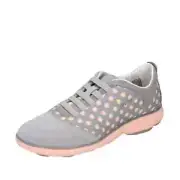 BE684 GEOX D NEBULA Shoes Women Gray Sneakers Suede Pink Textile Round Toe No C