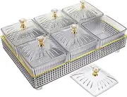 Wedding Decor Dry Fruit Tray with Lid Divided Snacks Dish Serving Plate Appetizer Plate with Tray Party Wedding Nuts Plate Food Storage Box Containers Snack Containers