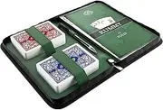 Bullets Playing Cards Rummy Set in Imitation Leather Pouch, Including Plastic Playing Cards, Game Rules with 15 variants of Rommee, Short Rules, Pen and pad