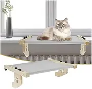 Sturdy Wooden Cat Hammock - Easy to Install Window Sill Perch for Cats - Multi-Purpose Pet Bed(47x38x21cm)