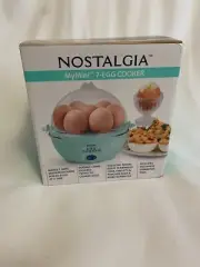 Nostalgia MyMini 7-Egg Multi-Cooker Aqua Recipes Boiled Poached Scrambled NIB