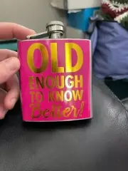 Amscan Old Enough To Know Better 6oz Metal Flask Gag Gift New!!!!