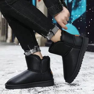 【免運】可開發票 雪靴 雪地靴大碼加棉加厚棉鞋冬季時尚情侶戶外防水皮面韓版雪地靴