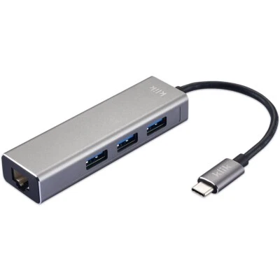 KLIK USB Type-C Male to Gigabit Ethernet + 3 Port USB 3.0 Hub KC03GBAD