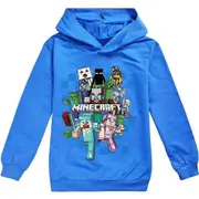 Minecraft Kids Print Hoodie Casual Long Sleeve Hooded Sweatshirt Tops Blue 9-10Years