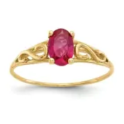 14K Yellow Gold Synthetic Ruby Birthstone Baby Ring Size 5 Madi K Kid's Jewelry