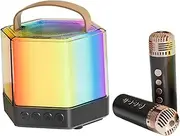 Parliky Portable Karaoke Machine Microphones Mini Speaker Set for Home Parties Easy to Use