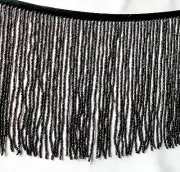 Black 6" GLASS beaded fringe, done in seed beads #416