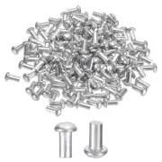 150Pcs Brazier Head Solid Aluminum Rivets, M3 x 6mm Tubular Rivets