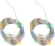 Set of 2 Twinkle Fairy Micro Lights Strands with 50 LEDs,Timer Battery Operated