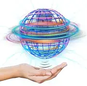 Flying Ball Toys. 2021 Upgraded Nebula Orb Toy RGB Light Mini Hand Spinner Drones Cool UFO Drone Space Boomerang Magic Gifts Indoor Outdoor for Kids Boys Girls Floating Rotating Hover Soaring Orb Blue