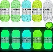 WILLBOND 5 Rolls Glow in The Dark Yarn Luminous Crochet Yarn for Crocheting DIY Knitting Glow Fingering Sewing Supplies for Arts Crafts Sewing Party Supplies, 54.7 yd Per Roll (Classic Colors)