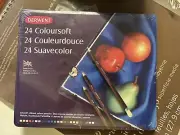 Derwent Coloursoft 24 Colour Pencils NEW GENUINE Tin Case Made UK Color Drawing