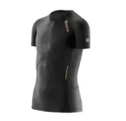 SUPER SALE | SKINS A400 YOUTH COMPRESSION SHORT SLEEVE TOP - BLACK/GOLD