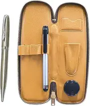 Compact Zipper Pen Case, Metal Touch Stick Silver and Elegant Silver Rotating Ballpoint Pen Set S-ALST-LF01CB