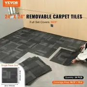 Carpet Tiles Reusable 24"x 24"Carpet Squares With Padding Attached Soft Padded Carpet Tiles Easy Install DIY for Bedroom Living Room (24Tiles Mixed Gray)