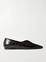 [TOTEME] TOTEME - The Everyday Croc-effect Leather Ballet Flats - Chocolate - IT37 IT 37 Brown