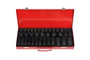 HORUSDY 35Pc 1/2" Dr. Impact Socket Set Short Deep Sockets Metric 8-32mm wt Case
