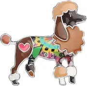 [DOWAY] Enamel Floral Poodle Brooch Dog Pins for Backpacks Badges Clothing Bags Women Jewelry Gift