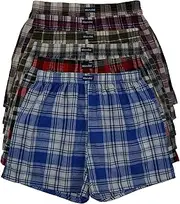 [MioRalini] 6 or 4 Web Boxer Shorts 100% Cotton Loose US Style Webboxer Checked in Many Patterns Men's Boys Short Boxer Woven Boxer Sizes S M L XL 2XL 3XL 4XL