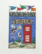 Patti Mann Village Shells Shop Handpainted Needlepoint Canvas