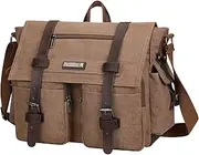 WITZMAN Vintage Canvas Messenger Bag for Men and Women Large Satchel Bags Crossbody Shoulder with 17 inch Laptop, Brown, Upgraded / 17 Inch, Travel, Brown, Upgraded / 17 Inch