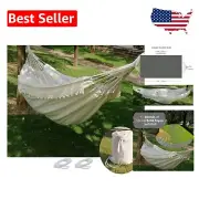 Elegant White Double Hammock with Free Carry Bag & Straps - Perfect for Couples