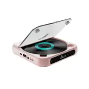 Portable CD Player Bluetooth Speaker,LED Screen, Stereo Player, Wall Mountable CD Music Player with FM Radio-Pink