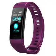 Y5 0.96in Color Screen IP67 Waterproof Smart Watch Heart Rate Blood Oxygen Monitor Step Count Fitness Tracker Sports Bracelet PURPLE COLOR