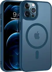 [VENINGO] Case for iPhone 12/12 Pro 6.1 inch, Translucent Matte Skin-Friendly Compatible with Magsafe Anti-Fingerprint Phone Cover Case for iPhone 12/12 Pro, Blue