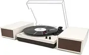 [LP&No.1] Bluetooth Turntable with Stereo Bookshelf Speakers, Retro Record Player with Wireless Playback, 3 Speed Belt-Drive Vintage Turntable with Auto Off, Milk White, LPSC-008