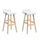 NNEDSZ Set of 2 PU Leather Wood Wave Style Bar Stool - White