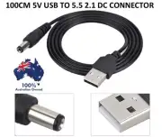 5V USB TO 5.5MM DC POWER SUPPLY CONNECTOR STRIP LIGHT LEAD CORD CABLE JACK