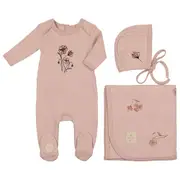Mon Tresor Bebe Flower Sketch Layette Set in Rose Smoke at Nordstrom, Size 6M