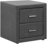 Bedside Table with 2 Drawers Grey Faux Leather Upholstered Drawer Bed End Side T