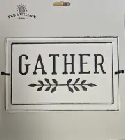 Bee & Willow “GATHER” Black & White Metal Wall Sign Home Decor Picture