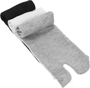 [NOLITOY] 3 Pairs Mid-calf Tabi Socks One Toe Socks Women Stretch Separating Soft Gray White Woman Covers Fiber Ankle Padded Adults Thick Half Thong Toeless Cushioned Ladies Polyester Toe