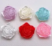 25 Acrylic Pearl FlatBack Rose Flower Cabochon 18X7mm Scrapbook Craft