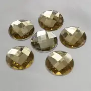 50 Champagne Acrylic Flatback Rhinestone Round Gem Beads 20mm (3/4") No Hole