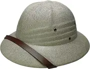 [Nicedeal] Pith Helmet, Sunproof Mens Straw Hat with Wide Brim, Breathable Sun Hat with Adjustable Chin Strap, Outdoor Miner Hat for Jungle Explorers Costume,Mens Straw Hat,Pith Helmet