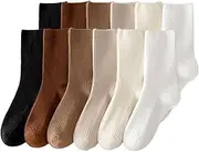 [VPB] 6 Pairs Womens Socks Warm colors Cotton Crew Socks Women Breathable Sweat-absorbent Casual Sports Socks Sports Socks for Parties and Leisure Sports One Size UK4-7, Black, One size