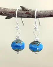 Picasso Glass Cornflower Blue Sterling Silver Earrings Sundance Treasures