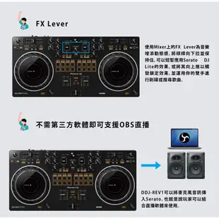 Pioneer DJ DDJ-REV1 Serato DJ 入門款控制器+DM-40D 入門款主動式監聽喇叭-二色