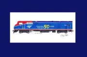 Amtrak P42DC 50th Anniversay Phase VI 11"x17" Matted Print Andy Fletcher signed
